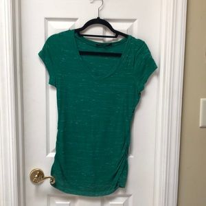 Green v neck ruched top